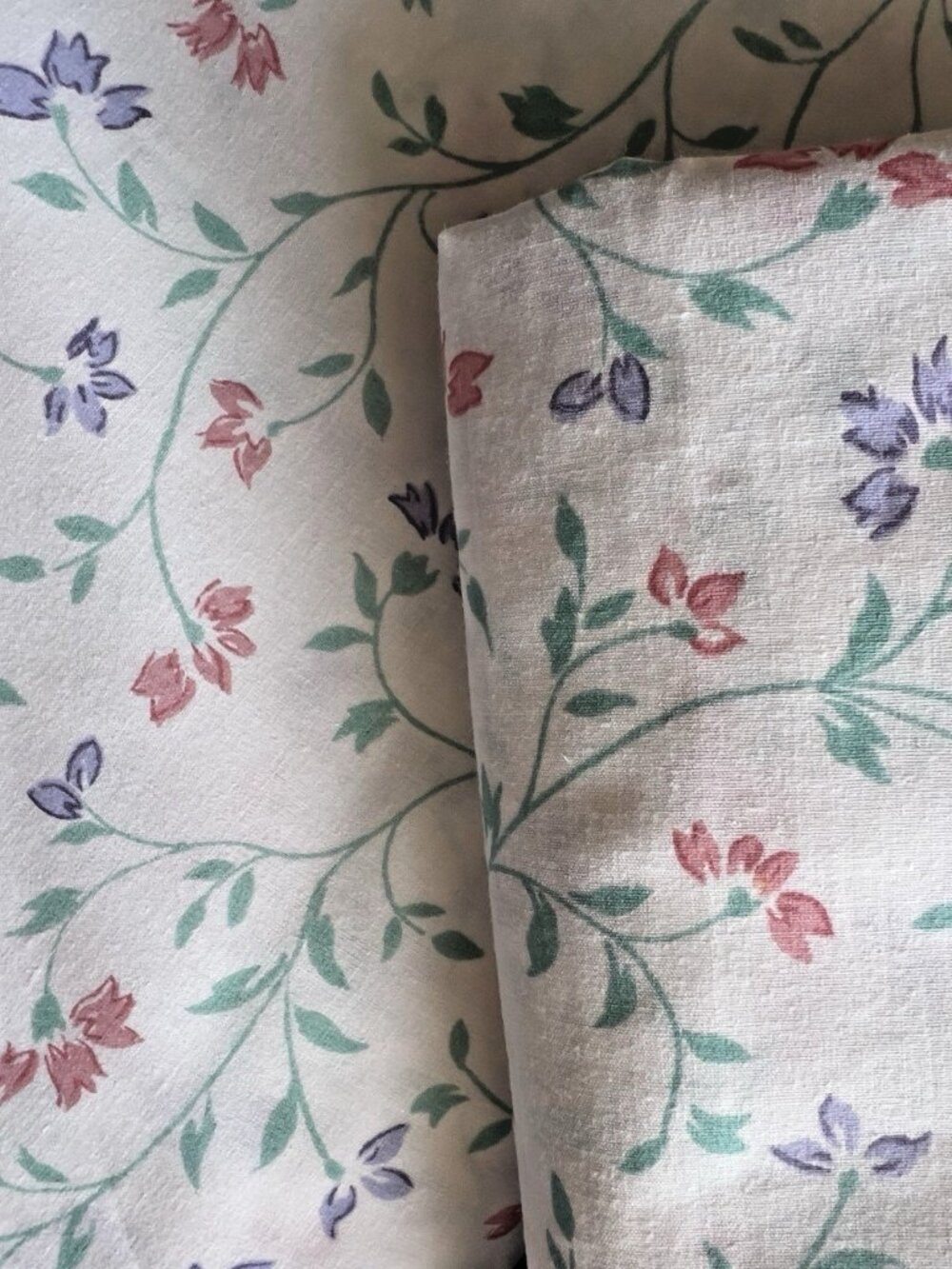 JP Stevens TWIN Sheet 2-Pc Set Flat & Fitted NO-IRON PERCALE Floral Cottage USA